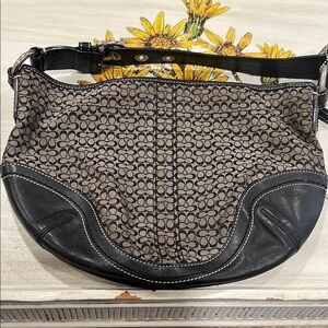 Coach Signature Black and Brown Shoulder Bag